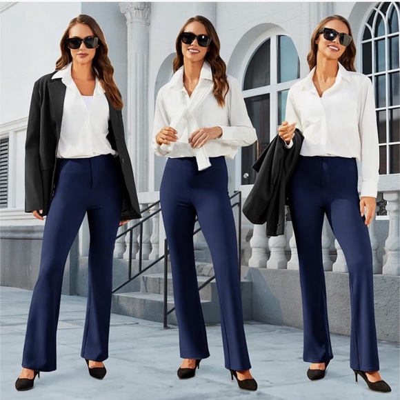 dlooda Pants - Elegant Navy Blue Boot Cut Pants